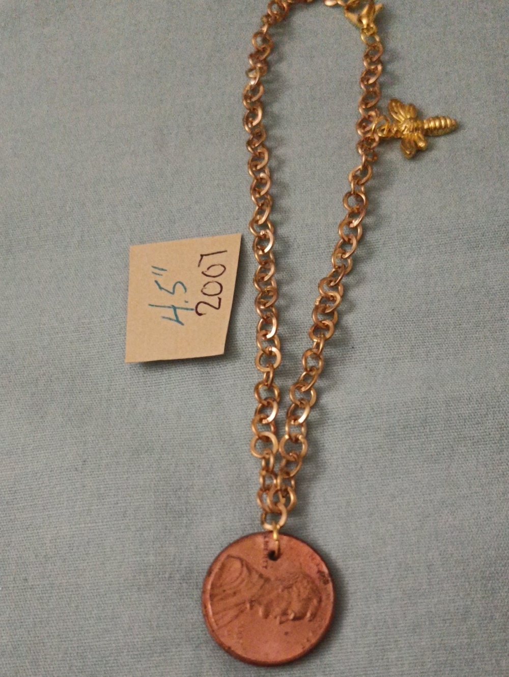 Gold-Tone 2007 Coin Pendant Bracelet- Women Jewelry